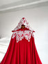 Red cape white lace